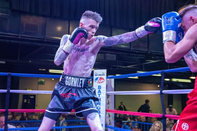 Lurgan native Lee Gormley beat Jake Osgood from Carlisle in his second boxing match since turning professional. Photo courtesy of Tommy Hosker