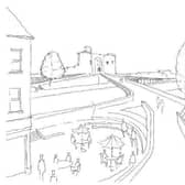 A bridge over the Marine Highway, linking the castle and the town centre forms part of the Belfast Region City Deal proposals for Carrickfergus. Image courtesy of Mid and East Antrim Borough Council