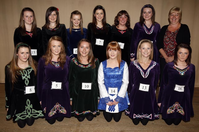 Adjudicator Rhonda McCullough pictured with competitors and prizewinners of the Fern Festival Irish Dancing at Coleraine Town Hall in 2010.
