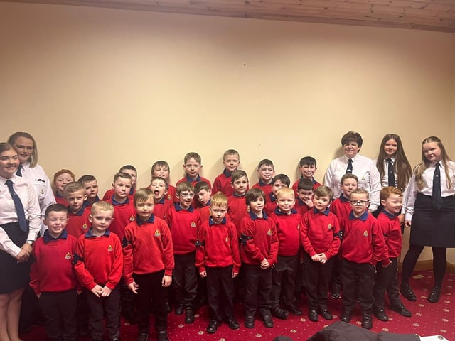 The Anchor Boys Section with their leaders, Mrs. H. Farley, Miss. C. Farley, Mrs. S. Speers, Miss D. McCoy and Miss A. Tucker.