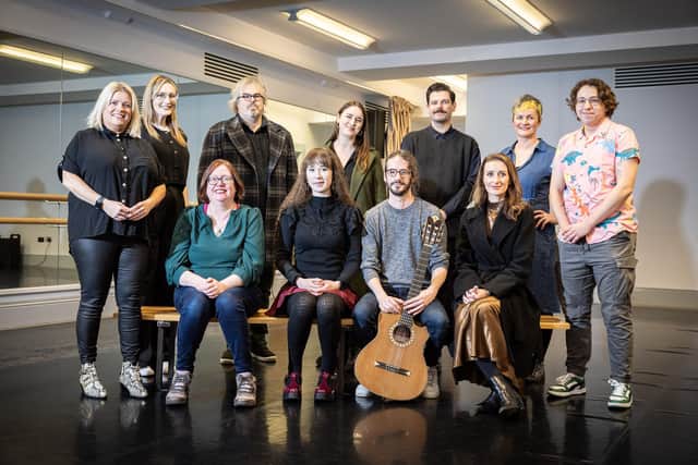 Pictured are ten of the twelve 2023-24 ACES awardees including, (L-R back row), Gilly Campbell, Joint Director of Arts Development, Arts Council of Northern Ireland with awardees Sinéad Owens, Jonathan Brennan, Jan McCullough, Thomas Wells, Sally O’Dowd, Toby Buckey, and (L-R front row), Jo Zebedee, Hannah Anderson, Myles McCormack and Jill Crawford.  Photo: Arts Council of Northern Ireland