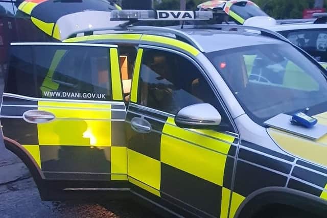 12 vehicles issued with prohibition notices in crackdown on vehicles in a dangerous condition involving Magherafelt Neighbourhood police and Driver's Vehicle Agency staff. Credit: PSNI