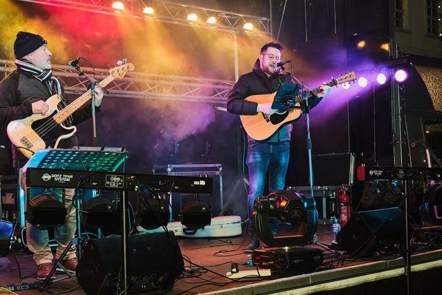 Pictured performing at the Cookstown Christmas Lights Switch On event.