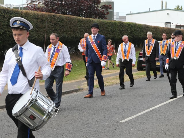 Brethren and visiting brethren on parade during the Ballyrashane LOL 431 parade to their church service in Ballyrashane  Presbyterian Church last Sunday