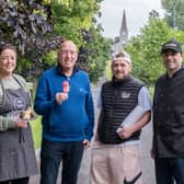 Pictured at the launch of this year's Moira Speciality Food Fair are, (l-r) Rebecca Vance, RARE Grazing NI, Cllr John Laverty MBE, Chairman of the Regeneration & Growth Committee, Aaron Heasley, Moon Gelato and Massimo Fierro, Pizza Street. Pic credit: Lisburn and Castlereagh City Council