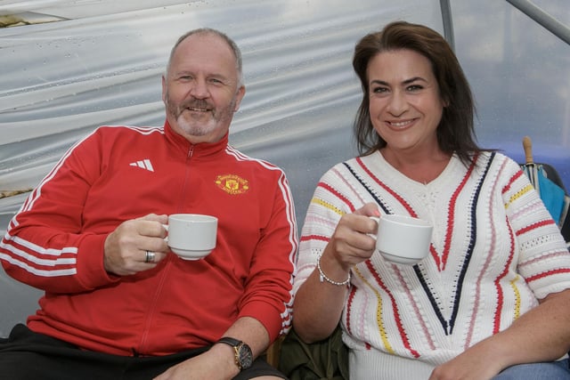 Liam McFeeley and Noreen O'Hara pictured at the 10th anniversary celebrations of Magilligan Community Association’s Community Allotments.