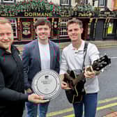 Pictured with the award are (left to right) Andrew Neilson (Bar Manager, Dormans), Matthew Mullin and Jordan Shivers from regular Dormans live performers 2 Degrees, who made their musical debut in Dormans back in 2017.Credit: Submitted