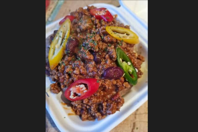 One of many delicious dishes offered by the Baked Potato Company started by Maghaberry man Adam Purcell on the Gilford Road in Lurgan, Co Armagh.