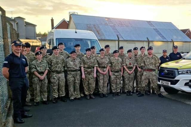 Ballymoney Community Rescue volunteers with the Ballymoney Detachment Army Cadets. Credit:  2Lt A Roxborough