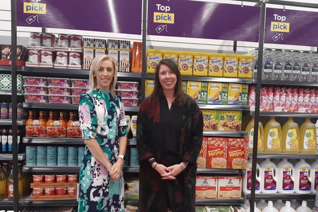 Upper Bann MP Carla Lockhart with Emma-Jayne Cousins of Lynas Food Outlet at the new store in Portadown, Co Armagh.