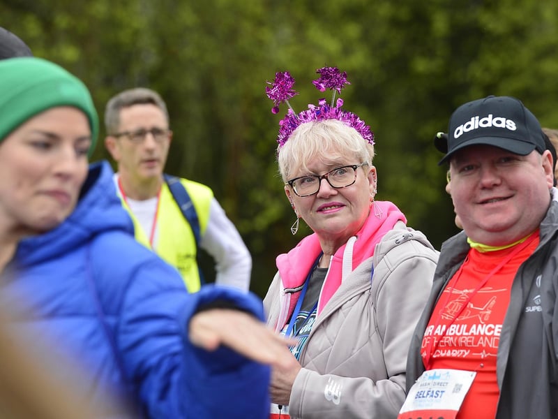 Soaking up the atmosphere of the Belfast City Marathon.