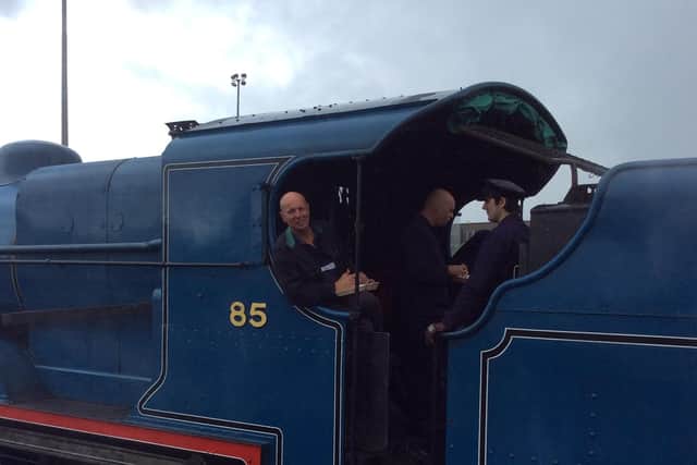 Noel and RPSI colleagues on locomotive No.85 in 2014. Photo courtesy of Robin Morton.