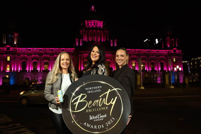 Left to right: Pictured launching the 2023 NI Beauty Excellence Awards are West Coast Cooler Brand Manager Laura Shiels, MD of Weir Events Sarah Weir, and Pearl Beauty founder and judge Elanna McGowan