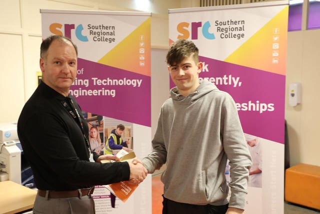Electrical Installation student Jonathan Gough alongside SRC Curriculum Area Manager Gareth Mone. Picture: SRC