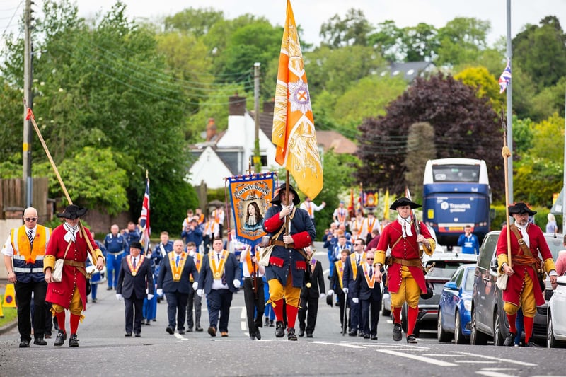 The Co Down Junior Orange Lodge parade was led through Saintfield by the North Irish Dragoons (historical re-enactors)