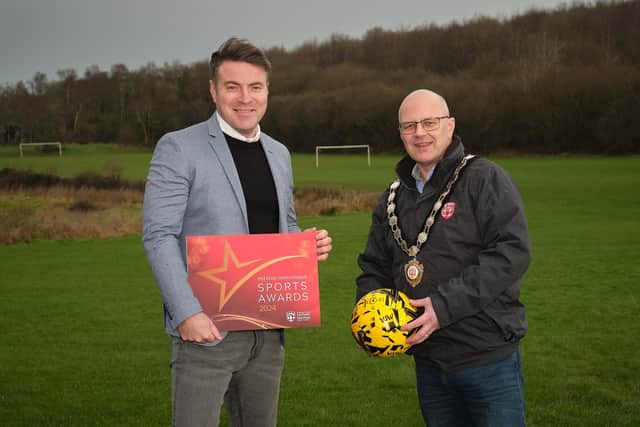 MId Ulster District Council Chair Cllr Dominic Molloy with TV sports presenter Thomas Niblock. Credit: Submitted