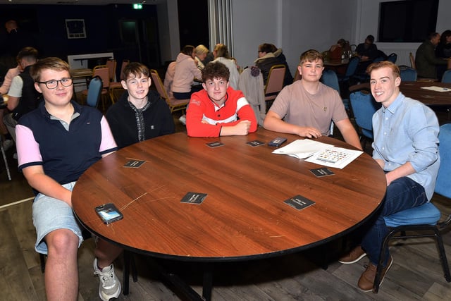 Team McCoy which competed in the Portadown College rugby charity quiz. PT43-207.