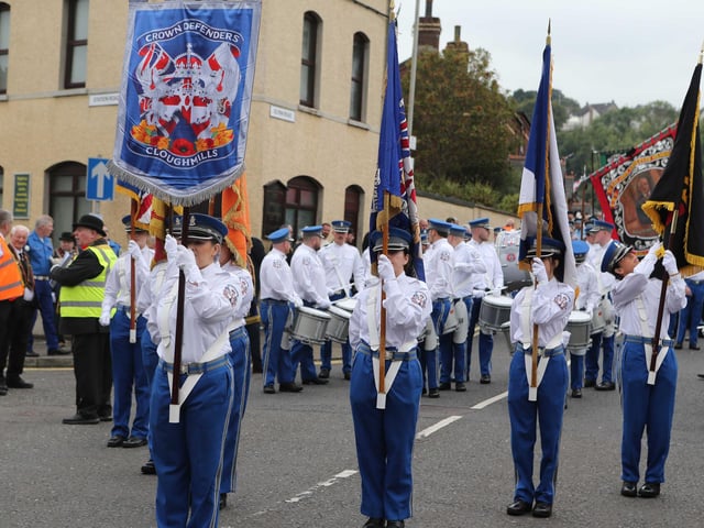 Crown Defenders Flute Band from Cloughmills get ready for the parade.