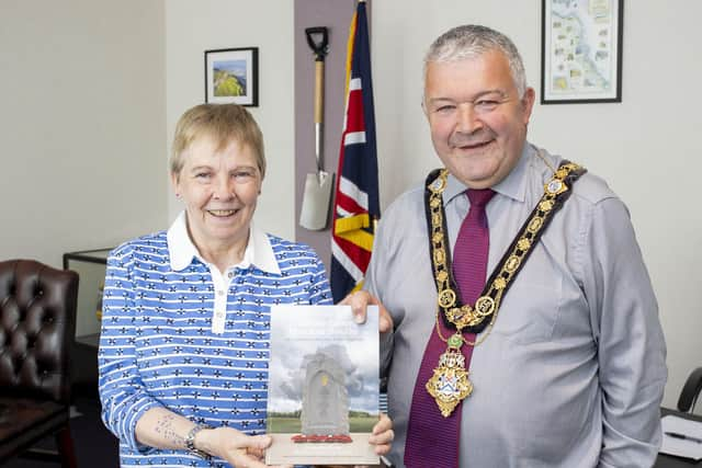 Ruth Logan, Vice Chair of The Regimental Association of UDR Coleraine Branch, with Mayor of Causeway Coast and Glens, Councillor Ivor Wallace.