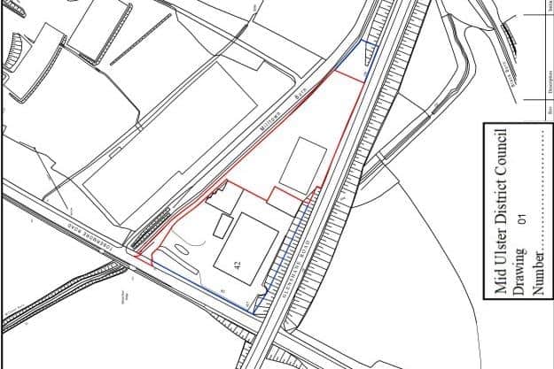 A site map with the proposed area of development outlined in red.