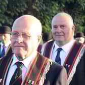 Agivey Knights of Ulster RBP 843 and Blackhill Golden Star RBP 71 at their annual church service held at St Guaire's Church Aghadowey on Sunday