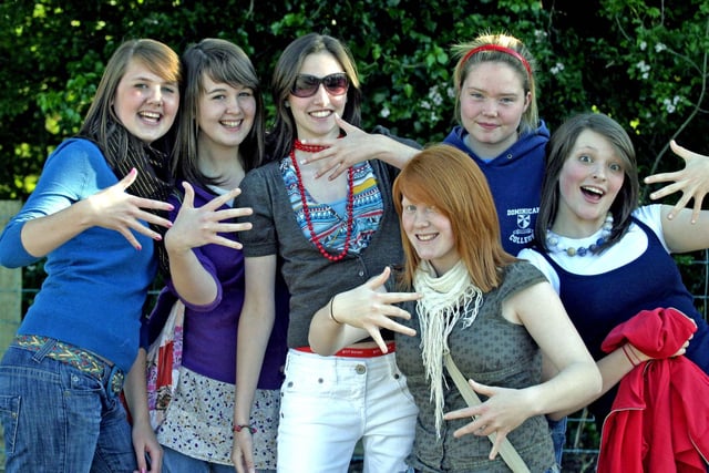 HIYA SHAM: Pictured giving our lensman the 'Ballymoney wave' at the pre Show in 2007 are Lauren Scott and her friends.