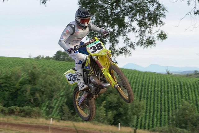 Saintfield’s Ben Kennedy takes in a view of the hills from an aerial vantage point at TMCC’s home track at Laurelbank.