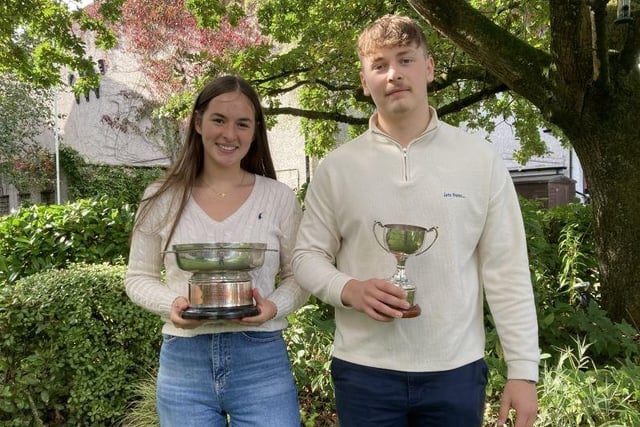 Former Head Girl and Head Boy Robyn McCollam and James Spence awarded the RAF Cup and Mairs Cup for their contribution to Sixth Form.