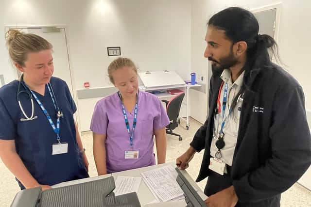 Dr Catherine McCarroll, (Senior House Officer), Dr Sara Louise Smyth (Senior House Officer) and Dr Vinondh Perumal (Specialty Doctor, Haematology). Pic credit: SEHSCT