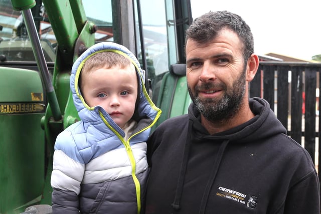 Brian Crawford and Conan pictured at  Finvoy Presbyterian Church Tractor run on Friday evening. PICTURE KEVIN MCAULEY/MCAULEY MULTIMEDIA 