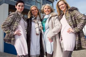 Models Nuala Meenahan, Clare Dickinson, Ann McCloskey and Natasha Stevenson at County Antrim Yacht Club for the 2012 fashion tea.   INCT 39-486-RM