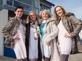 Models Nuala Meenahan, Clare Dickinson, Ann McCloskey and Natasha Stevenson at County Antrim Yacht Club for the 2012 fashion tea.   INCT 39-486-RM