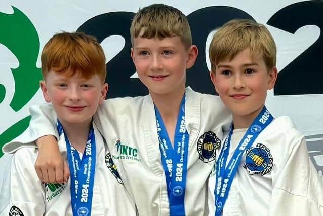 Fiachra, James and Daniel pictured at the championships in Edinburgh. Credit: Submitted
