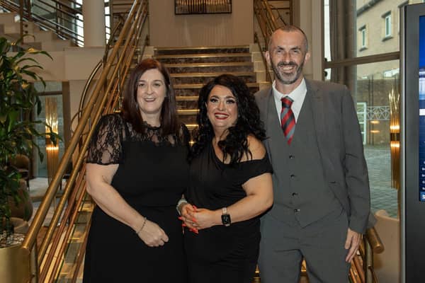 L—R: Julie Bell, Head of Service for Fostering in Northern area with Joanne and Seamus, winners of the Excellence in Foster Care Award. Credit Northern Health and Social Care Trust