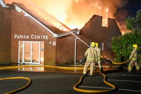 Firefighters at the scene of the blaze at Greenisland Church of Ireland on September 1. (Photo: Kirth Ferris/Pacemaker Press).