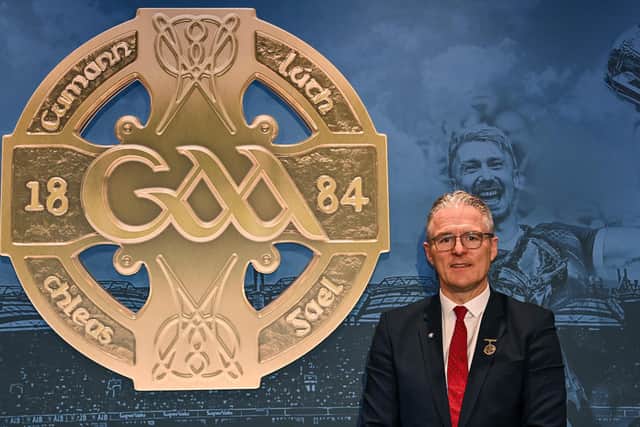 New GAA President Jarlath Burns tackled all the big issues facing him during the next three years, when speaking to the media at the Canal Court Hotel on Saturday. Pics: Ulster GAA