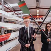 Ryan Totten and Brooke Reeves of Coleraine Alumni Rowing Club welcome the news the club is a recipient of the Fibrus ‘Play it Forward’ sports fund. The club is using the funds to purchase new oars for its youth section. Credit David Cavan