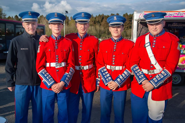 Members of Portadown Defenders Flute band pictured at the Markethill Protestant Boys Flute Band annual parade on Saturday evening. Incuded are from left, Scott Gray, Riley Robinson, Rory Robinson, William Burke and Taylor Trimble. PT17-244.