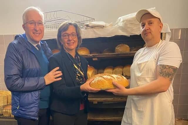 Moderator & Mrs Kirkpatrick with Joseph the baker at the RCT Diaconal Centre