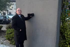 Veterans’ Champion Ald Billy Ashe at the location for a Roll of Service to be established at Carrickfergus Memorial Garden.