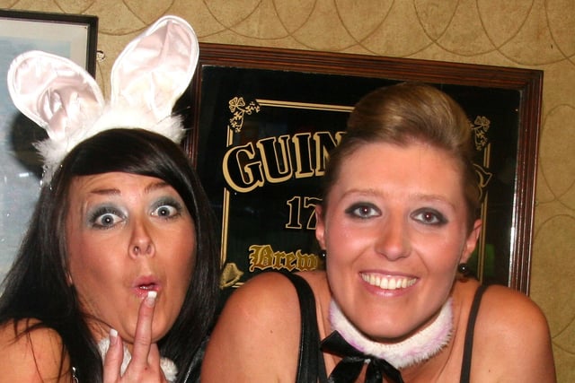 Gemma Collins and Julie Ann Mitchell, enjoying the fancy dress Halloween party in The Railway Arm in Coleraine in 2009