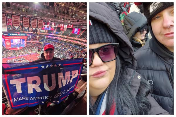 Larne residents Natalie Carnwrath with her nephew Sam Goodall at the inauguration of Donald Trump in Washington DC.  Photos: Natalie Carnwath