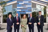 Pictured at the opening of the refurbished Ballymoney Library are (from left) Libraries NI Chief Executive Dr Jim O’Hagan, Gordon Lyons, Communities Minister,  Bonnie Anley, Chairperson of Libraries NI, Conor Murphy, Economy Minister and Mayor Ciarán McQuillan. CREDIT DfC