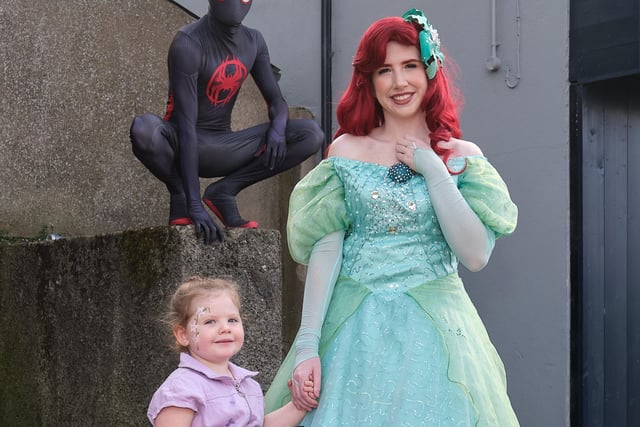 This little girl enjoyed meeting the characters at the town centre fun event in Maghera on Saturday.
