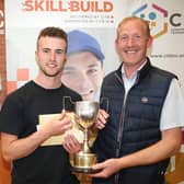 Apprentice of the year Luke McIlwrath (left) and tutor Francis Rice at SkillBuild NI 2024