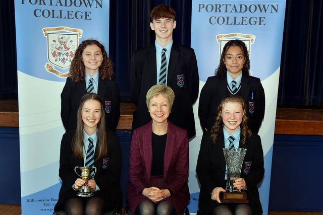 Pupils who received GCSE subject prizes at Portadown College prize day. PT49-206.