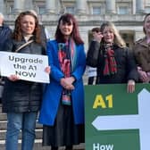 Pictured on the steps of Stormont, Ciara Sands, Sinead Lunny, Monica Heaney, Cllr Joy Ferguson and Eoin Tennyson MLA.