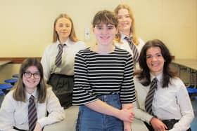 Keira Aiken, writer and composer, with some of the cast of Bully – A New Musical (from left),  Beth Lowry, Amy Haveron, Poppy Walker and Iona Holt.