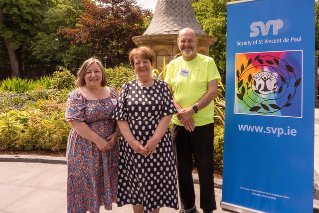 Josephine O’Neill of St James SVP Conference in Aldergrove and Sean Curley of Most Holy Redeemer SVP Conference in West Belfast, are pictured with Mary Waide, SVP regional president for the North Region, celebrating inspirational volunteers during Volunteers’ Week.