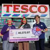 (L-R) NI Hospice Volunteer Maureen Purdy, NI Hospice Community Outreach Coordinator Pamela McNeill and Tesco Newtownabbey Superstore Community Champion Lisa Morris.